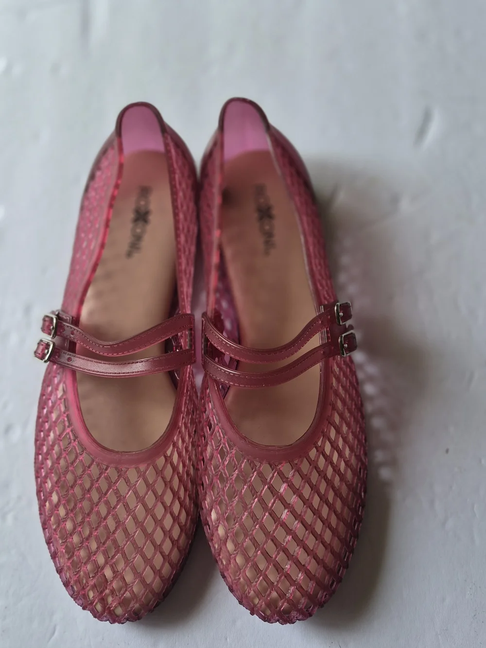 Roxxoni Pink Double-Strap Jellies Mary Jane Flats